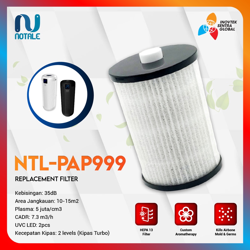 Replacement Filter HEPA H13 For Notale UVC Air Purifier Car PAP999
