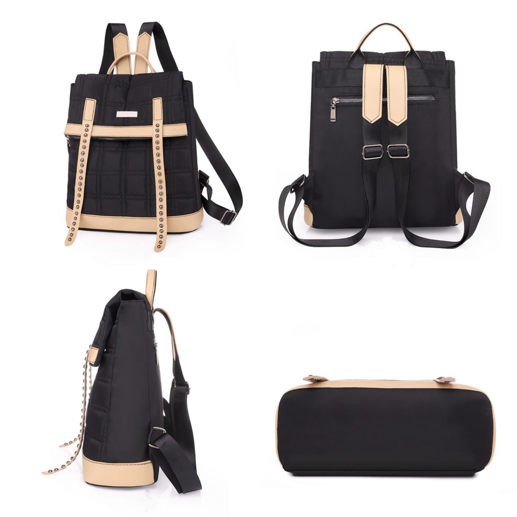 TAS RANSEL WANITA KOREA ANTI AIR PUNGGUNG BACKPACK IMPORT MURAH PREMIUM GENDONG SEKOLAH KULIAH KERJA FASHION REMAJA CEWEK KEKINIAN BATAM HITAM OKAYAMA TA766B5