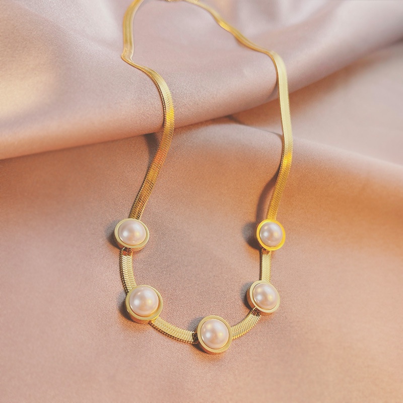 Kalung gepeng lima batu titanium anti karat harga grosir bisa cod