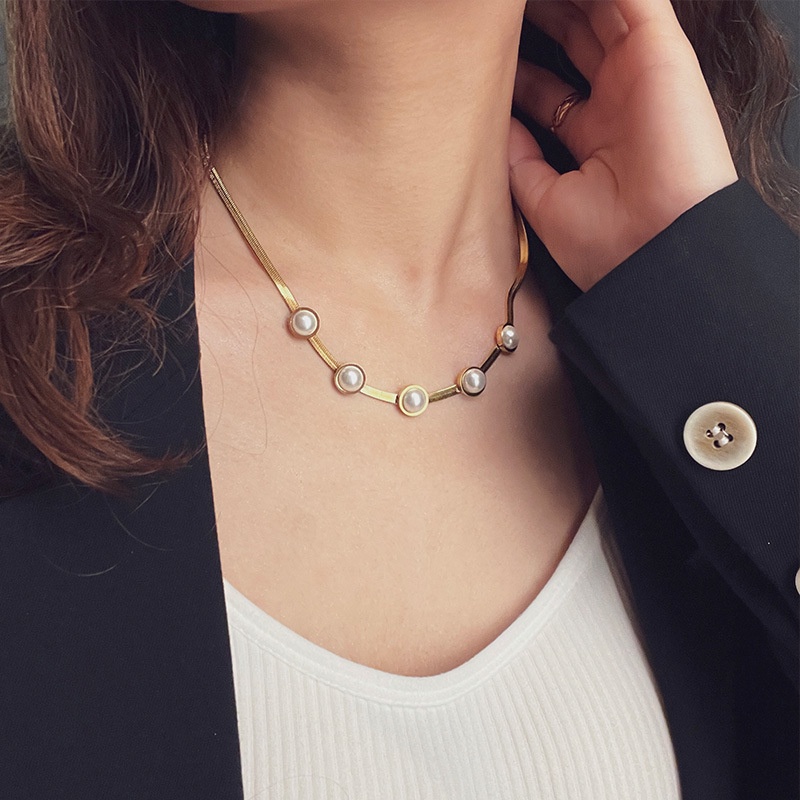 Kalung gepeng lima batu titanium anti karat harga grosir bisa cod