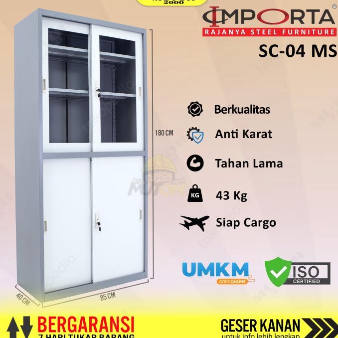 

New Importa Sc-04 Bt Ms Lemari Arsip Besi Pintu Kombinasi Sliding Stok Terbatas