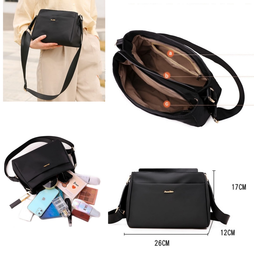 TAS SELEMPANG WANITA KOREA ANTI AIR HITAM WIKENIA TA769B5 IMPORT SLING BAG CEWEK MURAH FASHION REMAJA KEKINIAN SIMPLE PREMIUM BRANDED BATAM SHOULDER BAHU