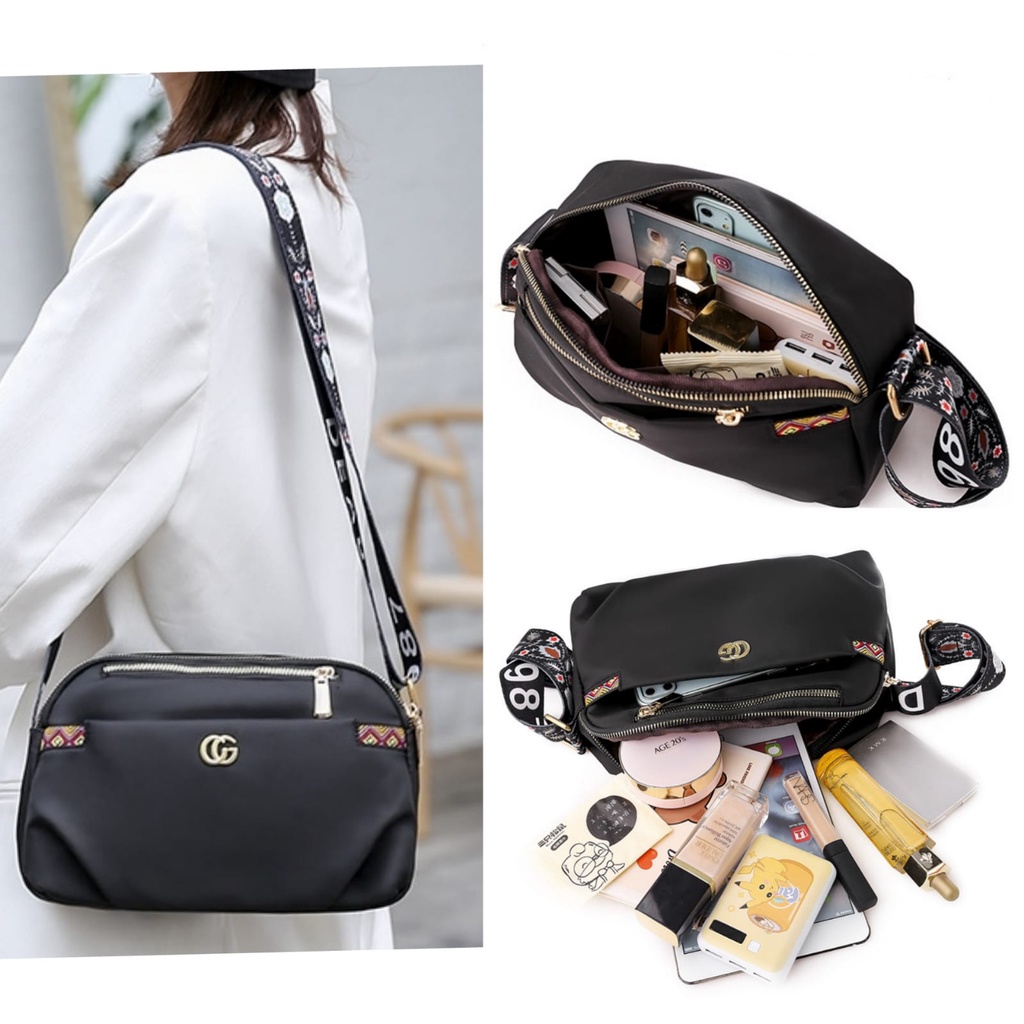 TAS SELEMPANG WANITA IMPORT SLING BAG ANTI AIR SHOULDER BAHU SIMPLE KOREA KEKINIAN CEWEK HITAM VIATINE PREMIUM MURAH TA771B5 REMAJA FASHION BATAM CASUAL LUCU BRANDED