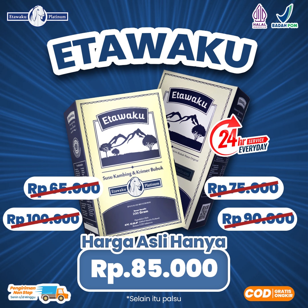 2 BOX HARGA PROMO ETAWAKU PLATINUM 2 BOX Manfaat Membantu Mengatasi Masalah Pernapasan Dan Tulang Sendi Susu Kambing Etawa Premium Sesak Nafas Linu Linu Normal Kembali