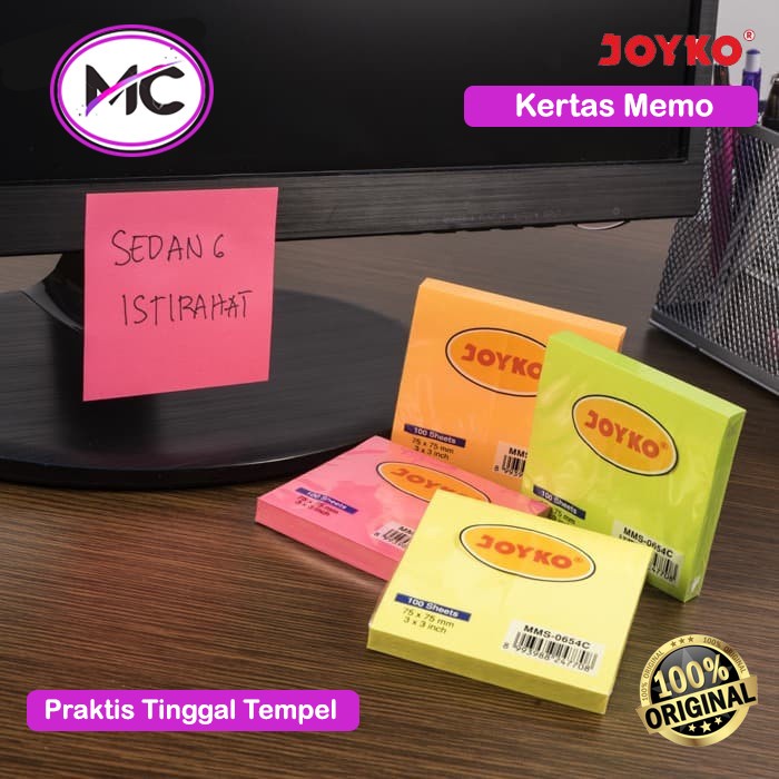 Kertas Memo Stick Note Joyko Sticky Notes Kertas Penulis Catatan Tempel Reminder