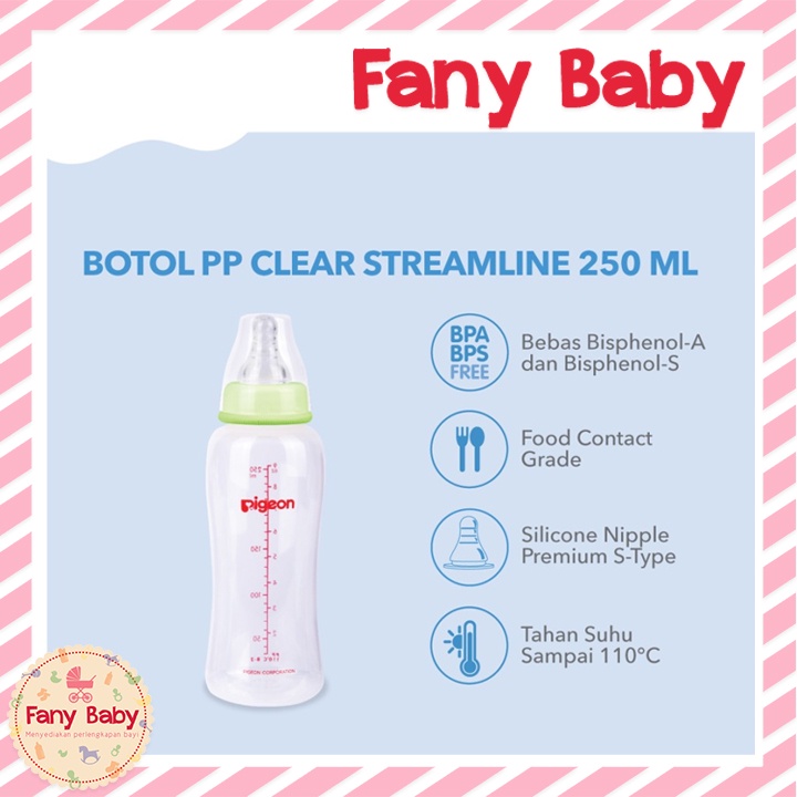 PIGEON BOTTLE PP CLEAR STREAMLINE 250ML