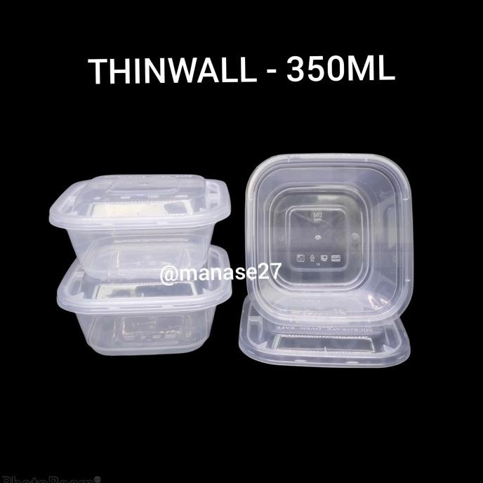 hanya disini] (25pc) thinwall kotak 350ml tempat salad buah mika tebal