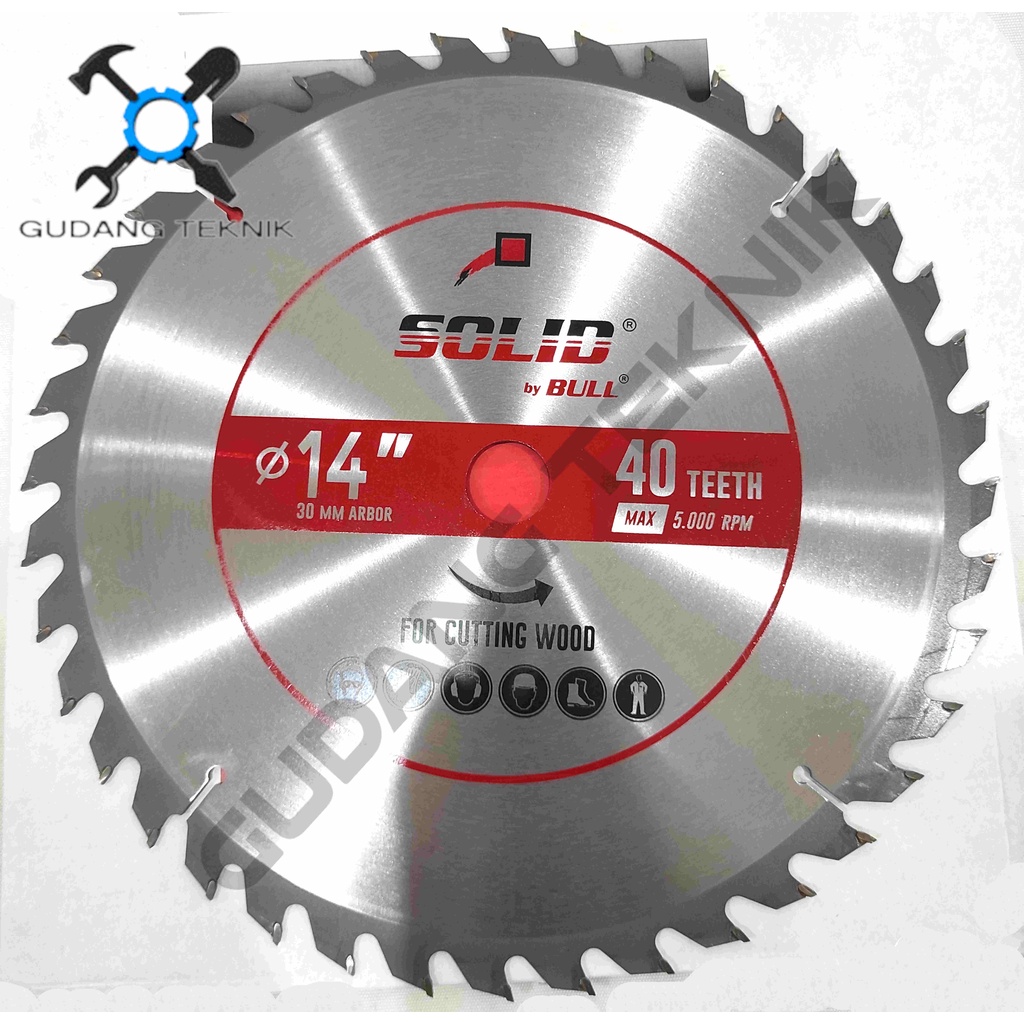 (SILVER) SOLID Mata Pisau Kayu Circular Saw 14&quot; 40T TIPIS SILVER SOLID 30mm / Mata Gergaji Circle 14 Inch Circular Saw Blade 14&quot;x40T