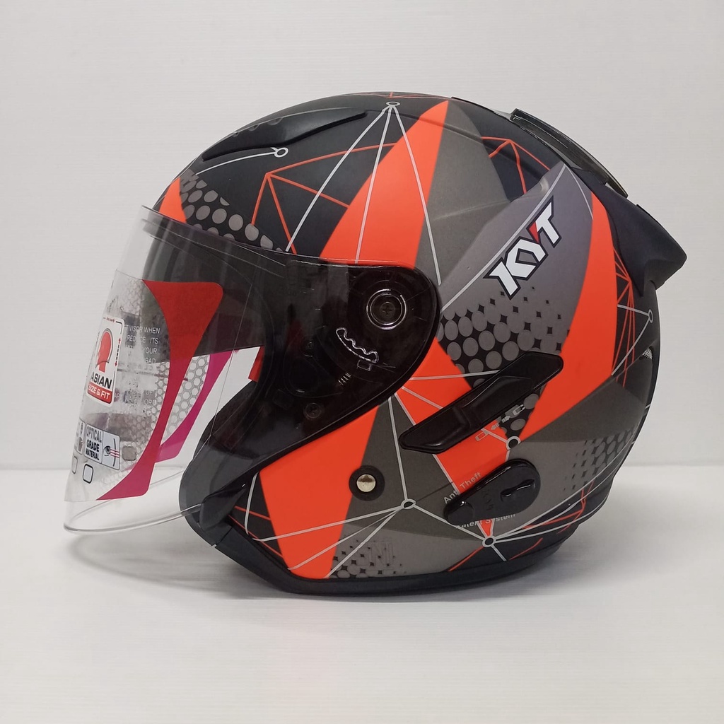 HELM GALAXY FLAT R MATRIX BLACK MATT RED FLUO DOUBLE VISOR HALF FACE