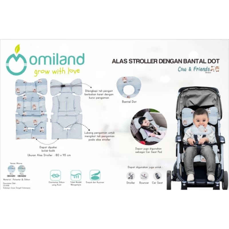 Omiland Alas Stroller Bayi + Bantal Dot OB 44251 Cow &amp; Friends Series