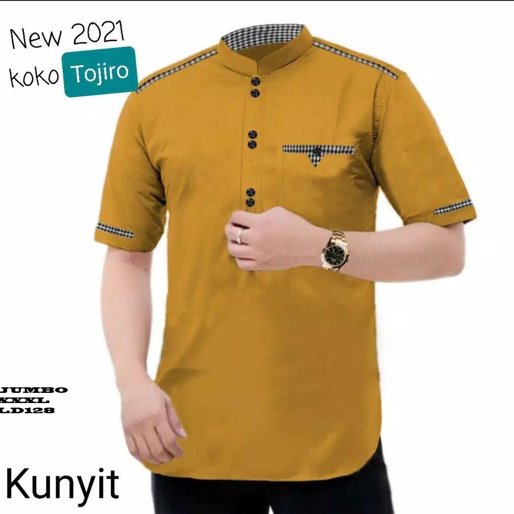 Kualitas NO 1 TOJIRO Baju Koko Pakaian Atasan Pria Muslim Dewasa Lengan Pendek Terbaru 2021 Jumbo Ke