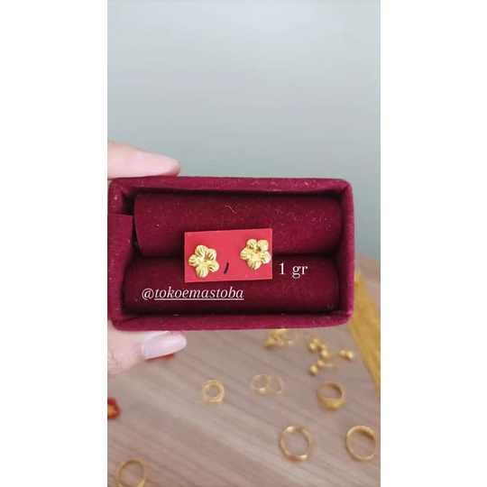 ACC anting fashion wanita/anting bunga mawar emas/anting emas wanita 24k 99.9%/anting emas toba 1gra