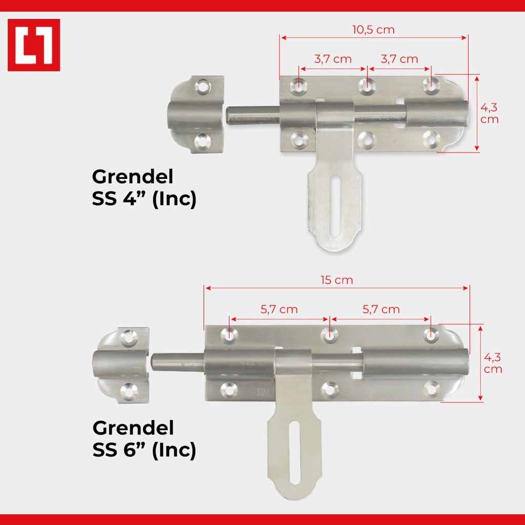 Grendel Stainless Tebal Besar Overpal Slot Gembok Pintu  Truk Gerbang