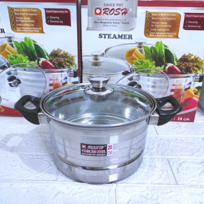 Panci Steamer Kukus Teflon 2 Susun 2 Tingkat Terbaru Set A0V8 Terbaik Berkualitas Awet Mpasi Tahan L