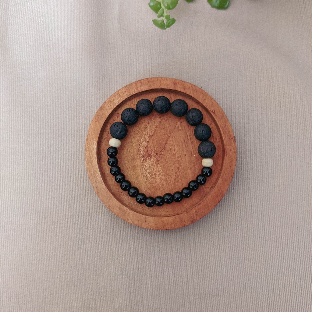 Gelang Batu Alam Lava Rock Kayu Arometrapi Diffuser Essential Oil