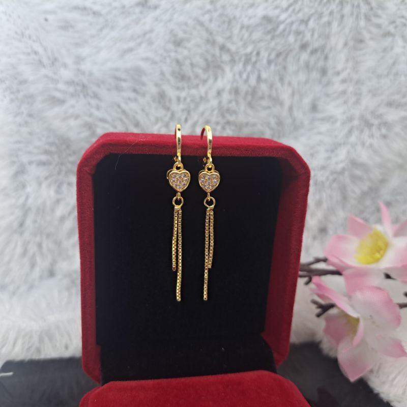 Anting xuping love panjang dewasa anti karat