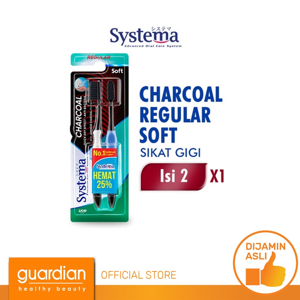 SYSTEMA Toothbrush Charcoal Regular 2S