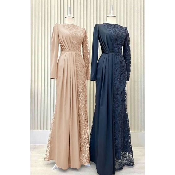 DRESS ERIANA FASHION PAKAIAN WANITA GAUN MAXI GAMIS MAXY TILE MUTIARA LAPIS FURING ED / MX ERIANA DR