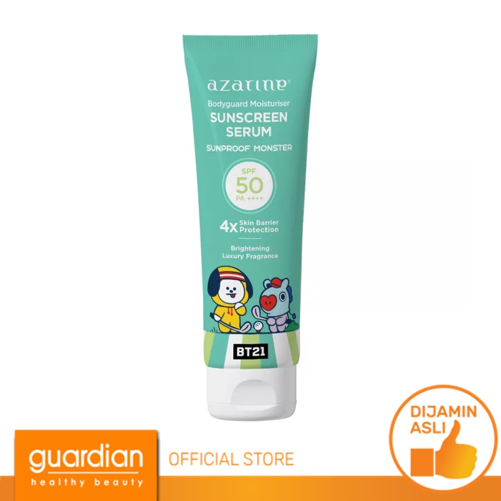 	 [AZARINE x BT21] Body Guard Moisturizer Sunscreen Serum SPF50 PA++++ - Sunproof Monster / sunblock badan mengandung parfum fresh natural tahan lama, melindungi dari sinar UV matahari 100ml	