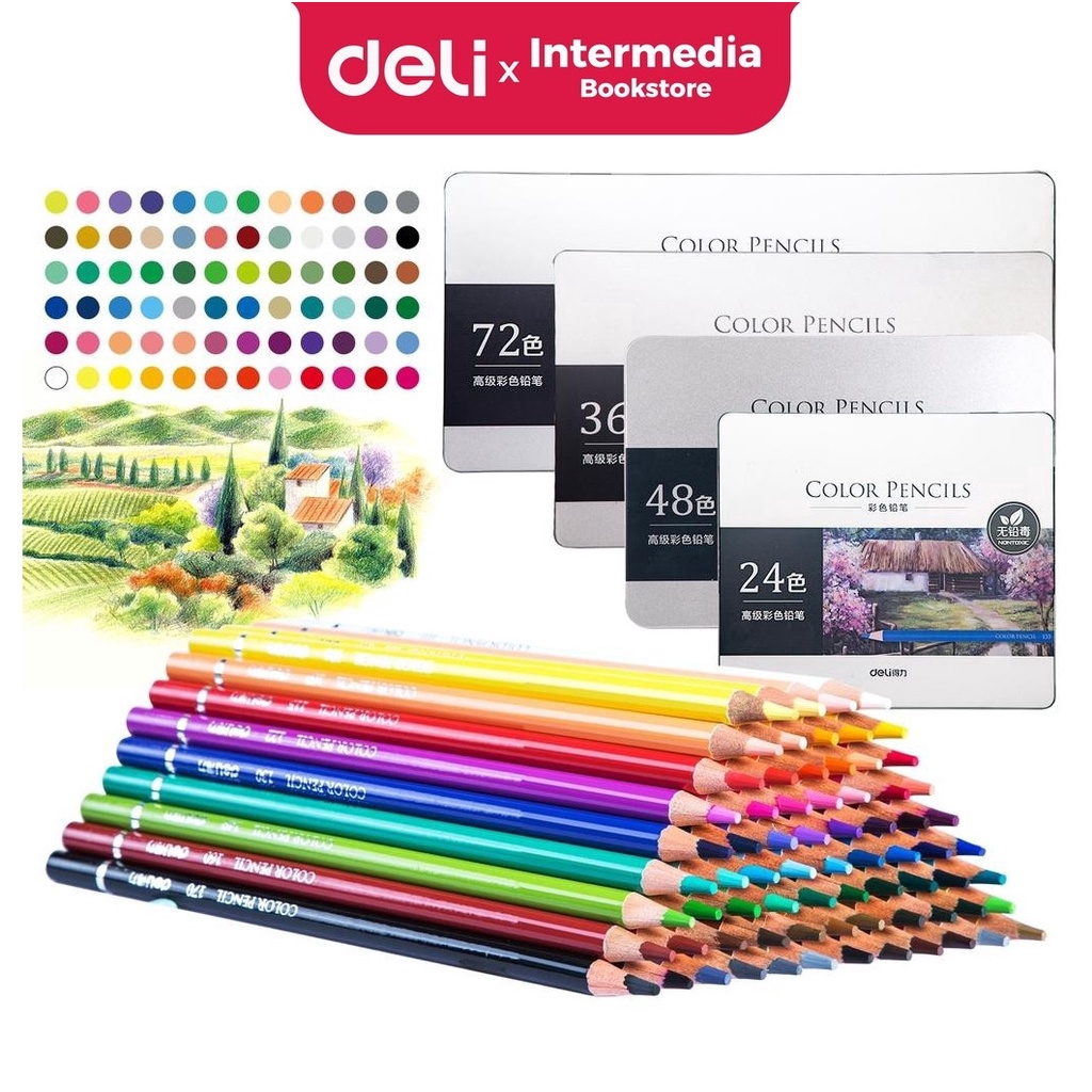 

Deli 6568 High-grade Oil Pencil Color Pensil Warna Minyak 72 Warna