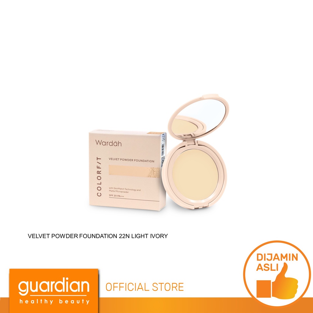 WARDAH Colorfit Velvet Powder Foundation 22N Light Ivory 11g