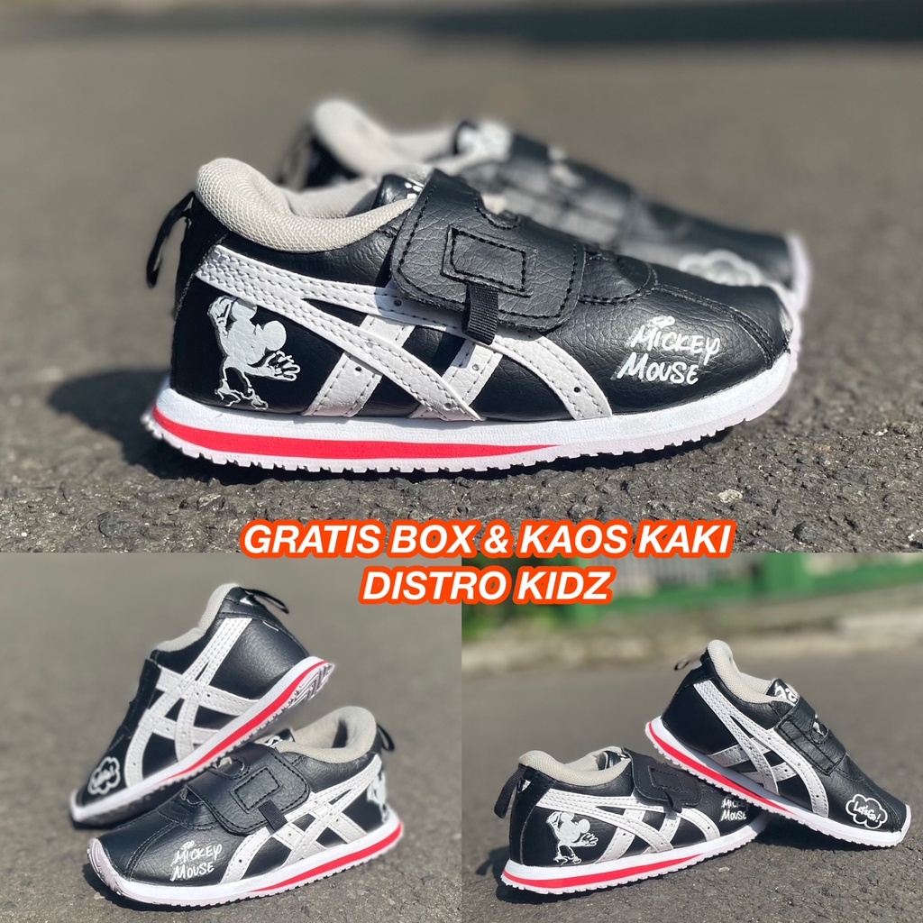 Sepatu anak anak sepatu perempuan onitsuka mickey mouse hitam kado