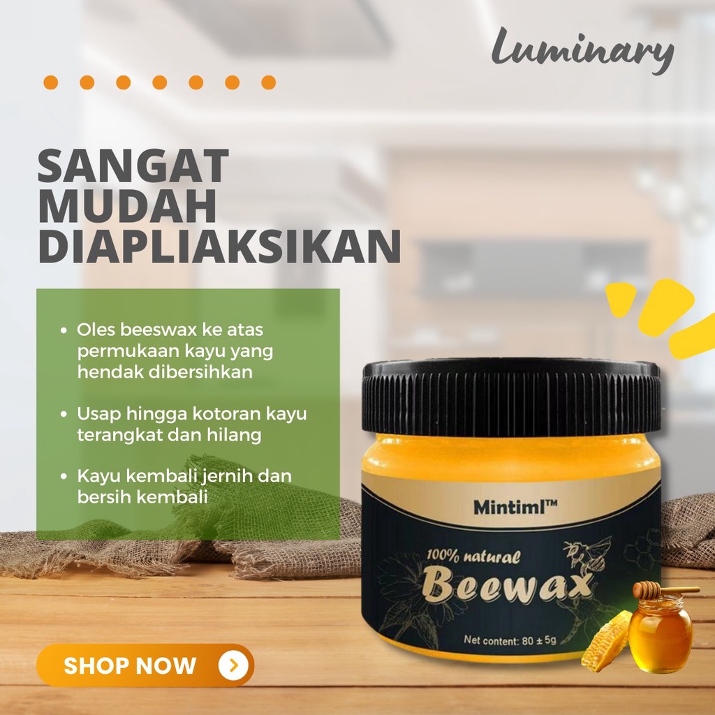 Beewax Wood Seasoning Polish Pengkilap Kayu Furniture Kitchen Set Pelindung Pelapis Kayu Meja Kursi Lemari Lilin Gel Lebah Alami