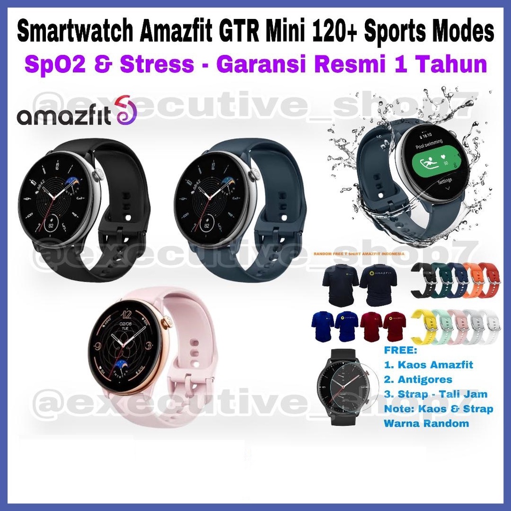 Smartwatch Amazfit GTR Mini 120+ Sports Modes - SpO2 &amp; Stress - Garansi Resmi 1 Tahun