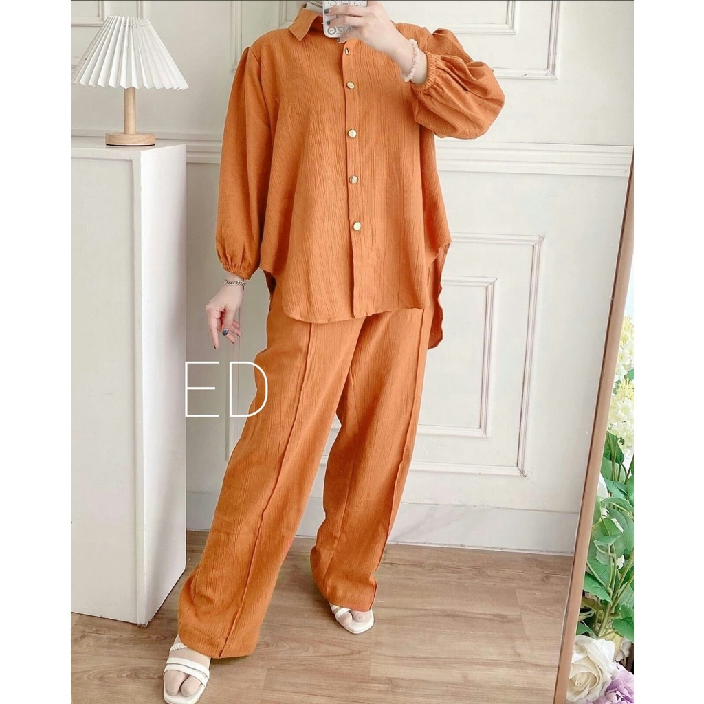 STELAN CANY RENDA || MATERIAL RAYON CRINKLE || STELAN CANDY PREMIUM || BEST SELLER / HANNA SET/SETEL