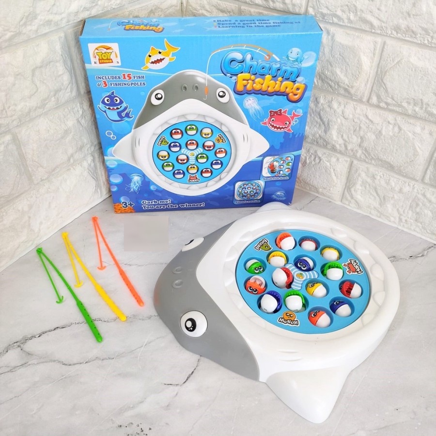 Michiro Mainan Pancing Set/ Mainan Pancing Ikan Putar / Mainan Anak Pancingan Lucu/ Mainan Mancing S