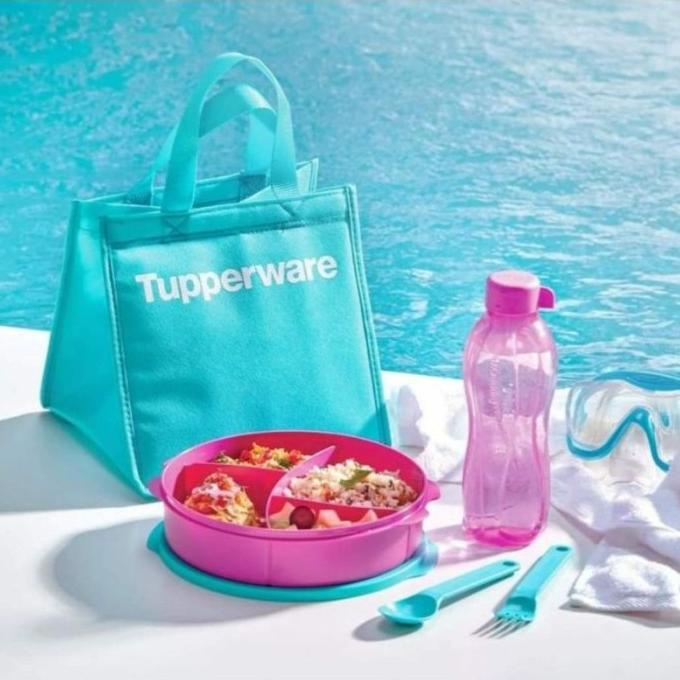 {{{{{{] fit to go Tupperware Purple /tosca fit to go lunch tempat makan set