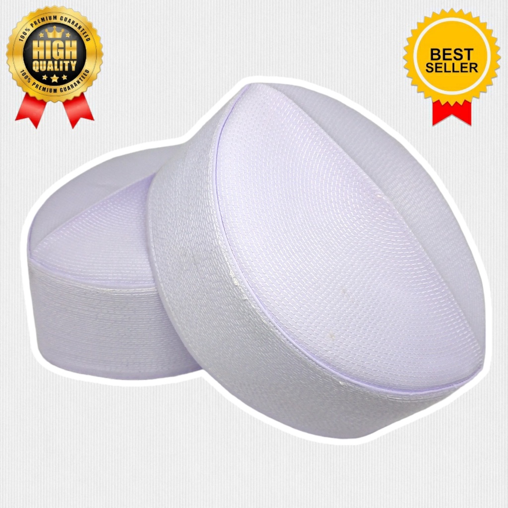 Kopyah Adzikro / Kopiah Adz Dzikro / Peci Kopiah Habib Putih / Peci Adzikro Pendek / Peci Adzikro Pu