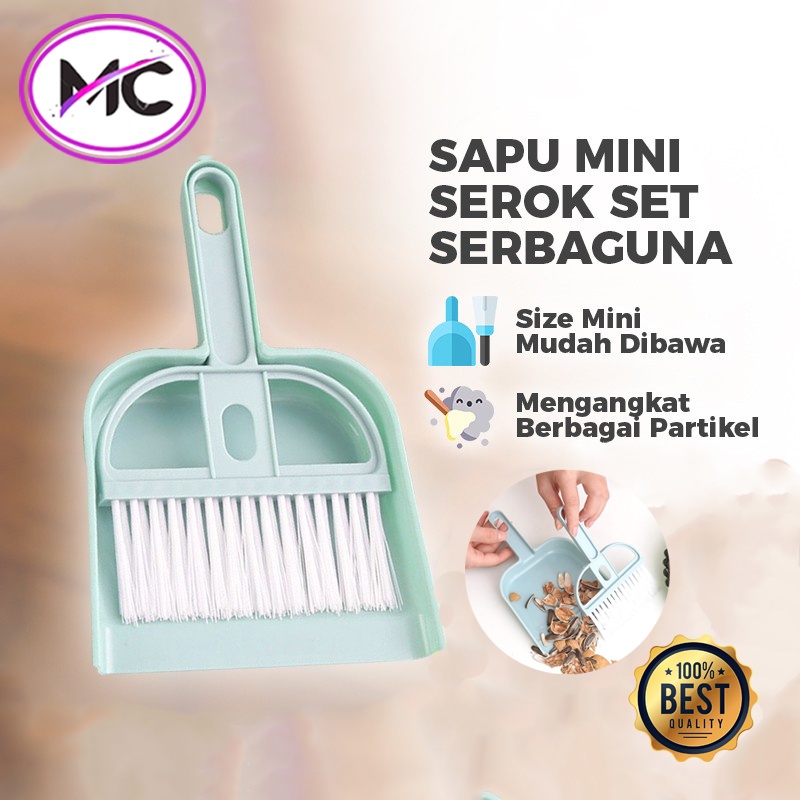 Sapu Pengkin MIni Set Serbaguna Sapu Mini Untuk Meja Mobil Broom And Dustpan Serok Cikrak Kecil Untuk Karpet