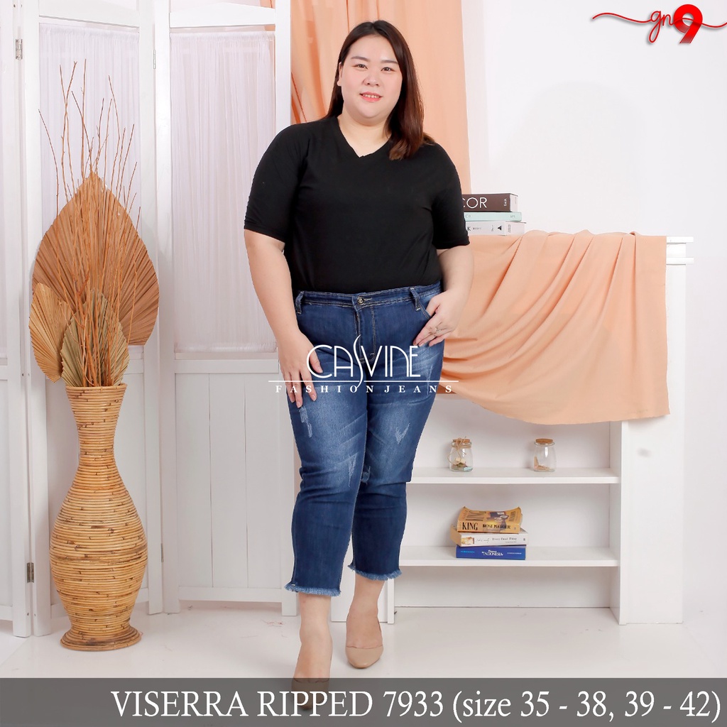 Celana Jeans Cewek Wanita Sobek Cakar Jumbo Bigsize 7933