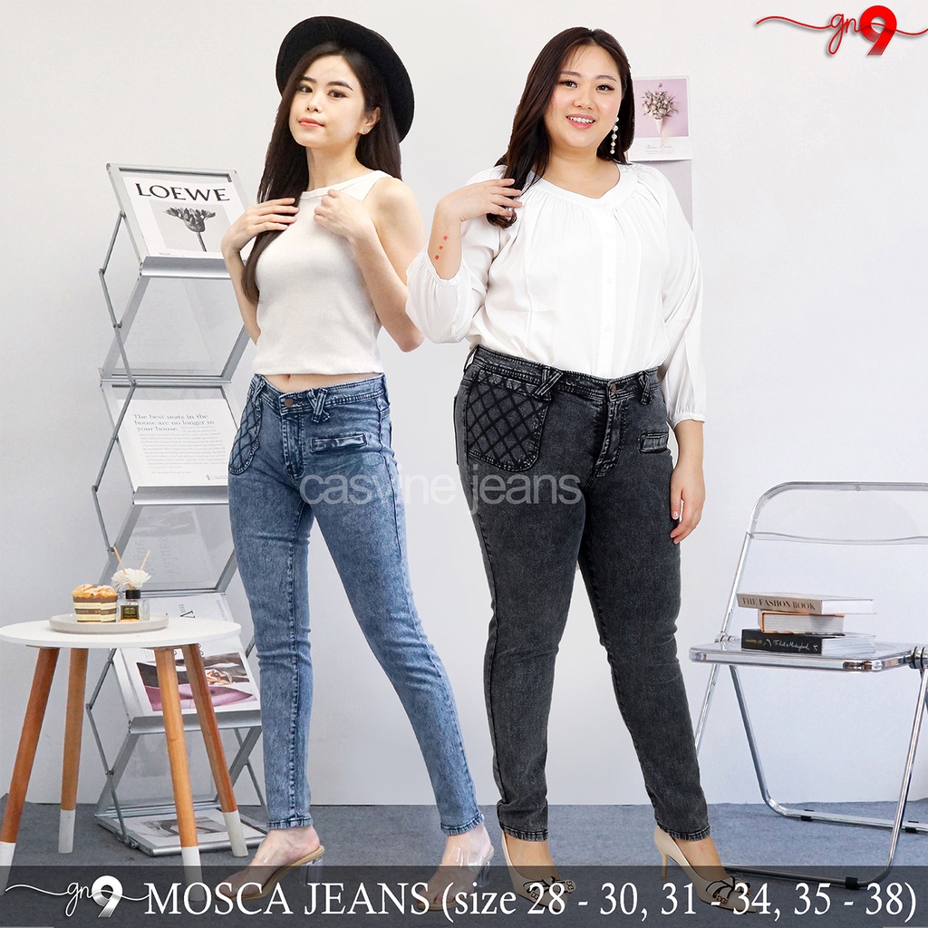 CASVINEJEANS || Celana Jeans Wanita Mosca Jahit Kantong Bigsize Jumbo Snow Mom Jeans