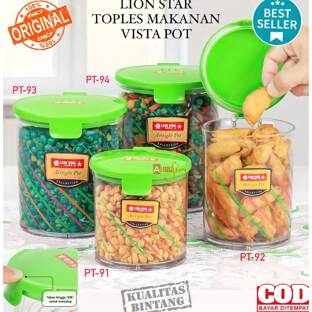 ( BISA COD ) PROMO Lion Star Toples Vista Pot / Toples Plastik Polos / Tempat Cemilan / Food Storage / Wadah Makanan / Toples Lebaran / Tempat Penyimpanan Makanan / Toples Makanan Murah Berkualitas / Toples BPA FREE