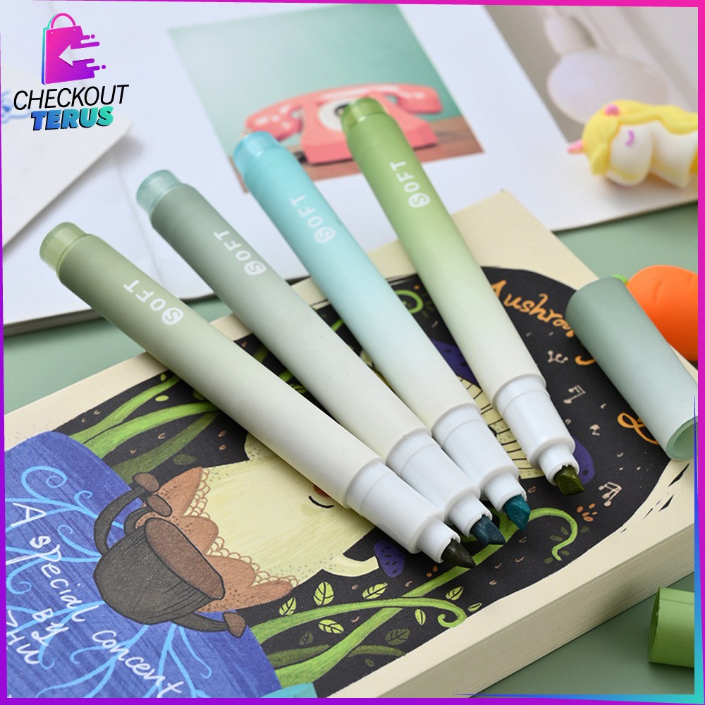 CT A55 Highlighter Pastel Penanda Teks Set 4IN1 Spidol Pen Marker Warna Gradasi Painting Multifungsi Textliner Stasionary Alat Tulis Sekolah