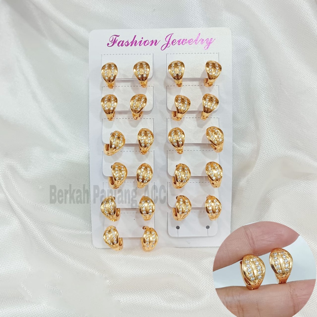 COD 12 PASANG/CHAR ANTING JEPIT VARIAN MOTIF DEWASA FASHIONABLE perhiasan super berkelas fashion korea anti karat dan anti luntur