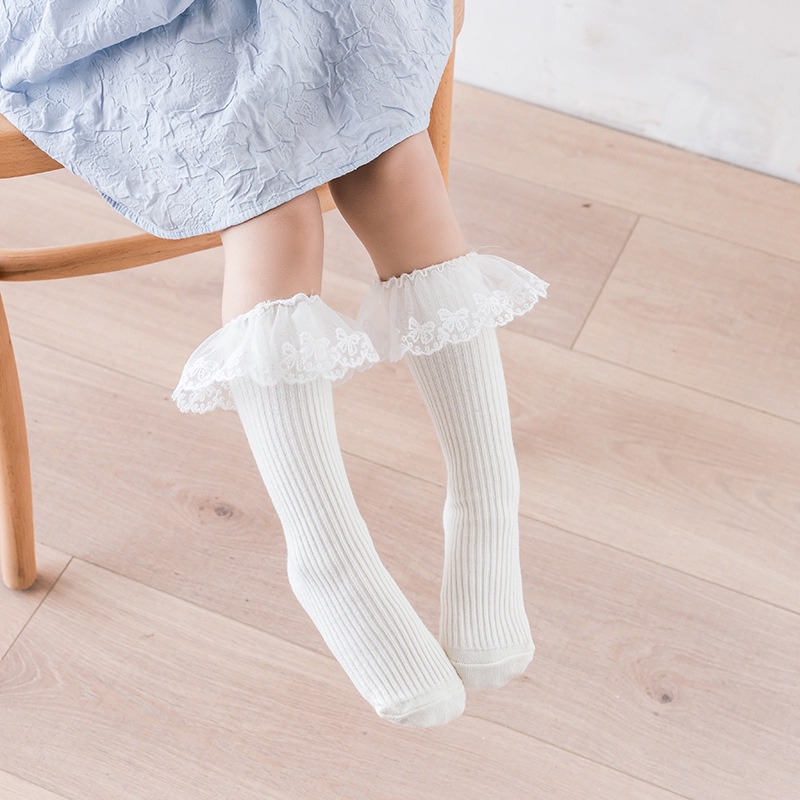 NEW-R2M Kaos kaki panjang bayi/anak perempuan motif renda 2 motif