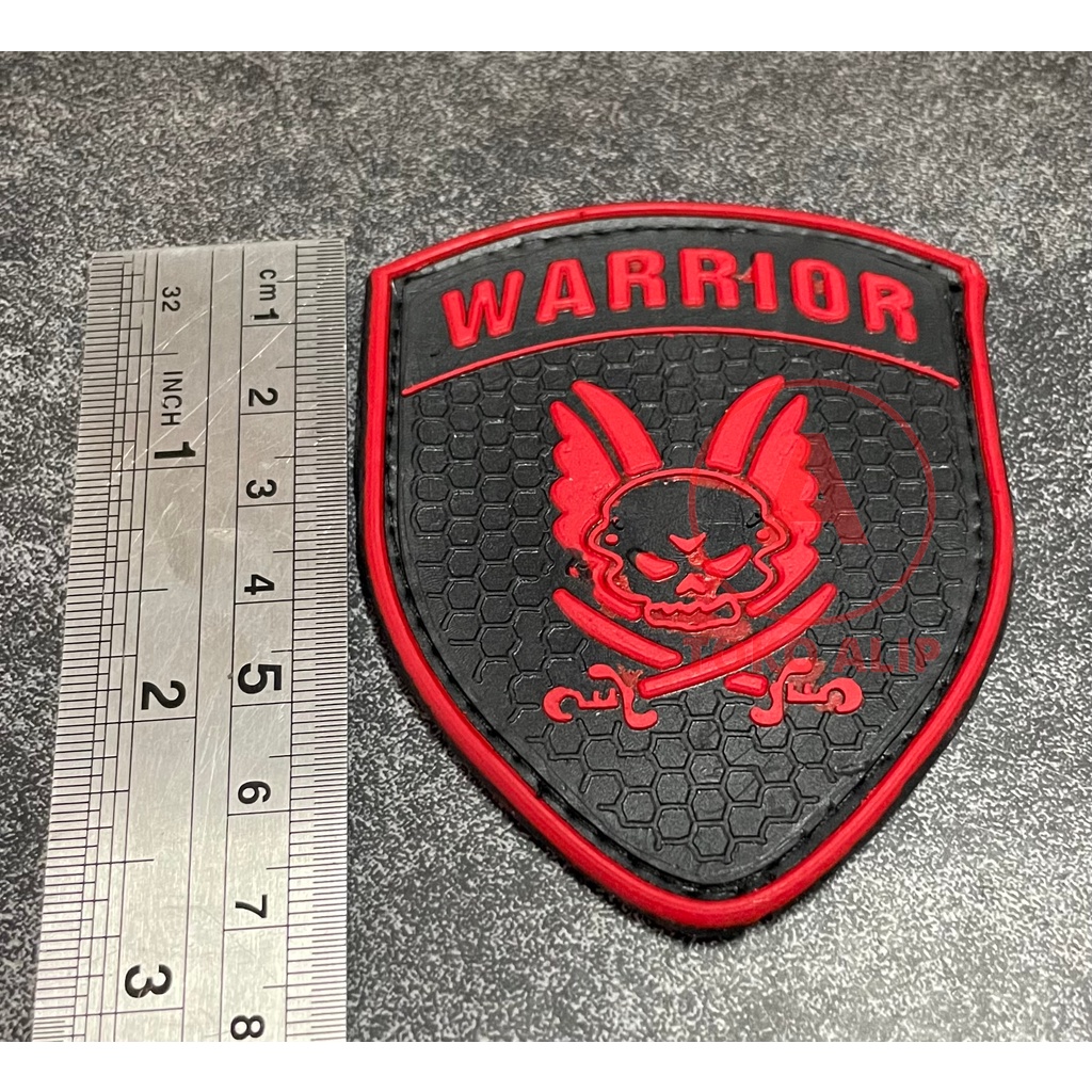 Patch WARRIOR (Merah) - Patch Velcro Warrior - Prepetan