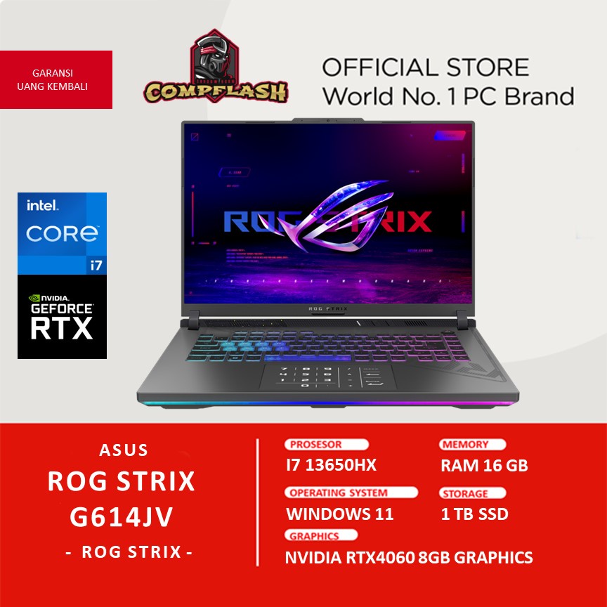 LAPTOP ASUS ROG STRIX G614JV I746J7GO RTX4060 8GB I7 13650HX RAM 16GB 1TBSSD FHD 165HZ MOS