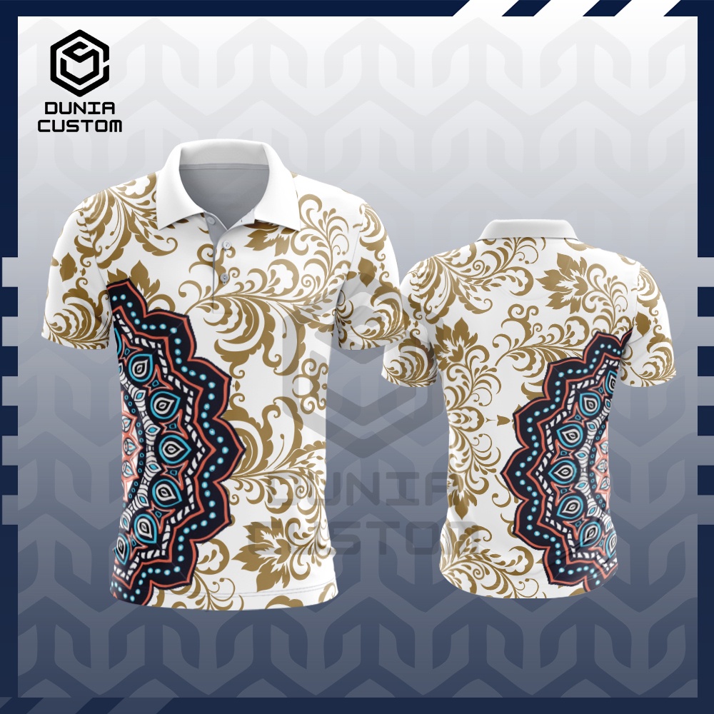 Baju Batik Fullprint / Kaos Wangki Pria Motif Batik Ramadhan Terbaru / Kaos Polo Pria Motif Mandala 