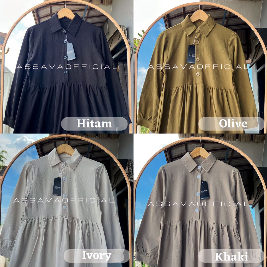 Assava Dress Linen Premium - Gamis Polos Simple