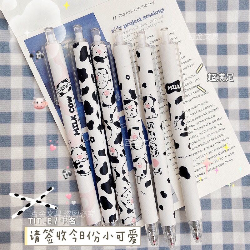 

[randomstuff] Pena Cair Motif Sapi Hitam Putih Tinta Hitam Cow Pattern Black Ink Lucu Unik Gelpen Berkualitas Aesthetic Stationary Kit