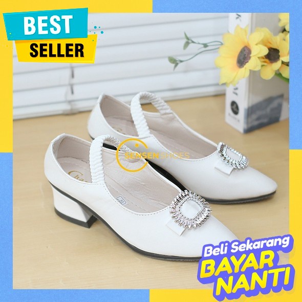 Sepatu Pesta Anak Perempuan Sepatu Heels Pesta Usia 3 - 10 Tahun Variasi Mutiara With Tali Haa-01 / 