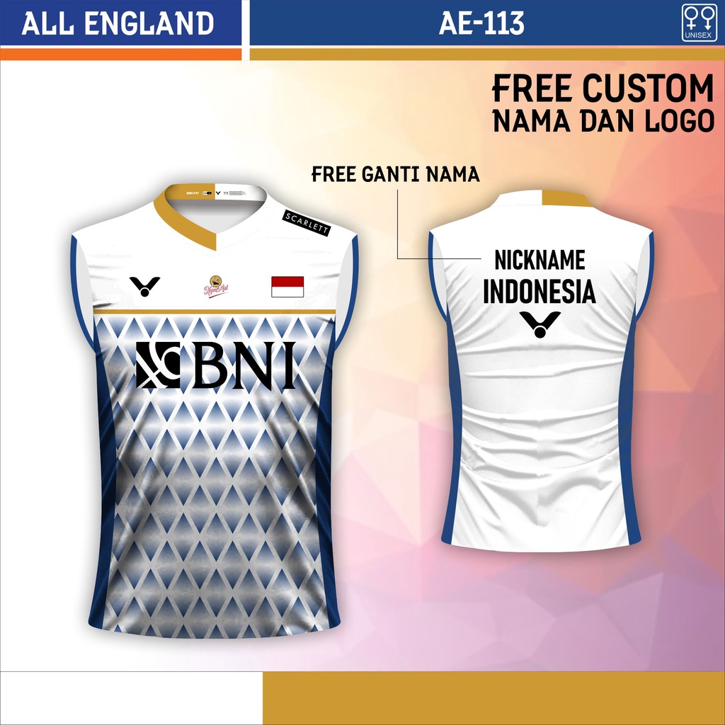 Jersey badminton indonesia baju bulu tangkis singlet daddies all england bni