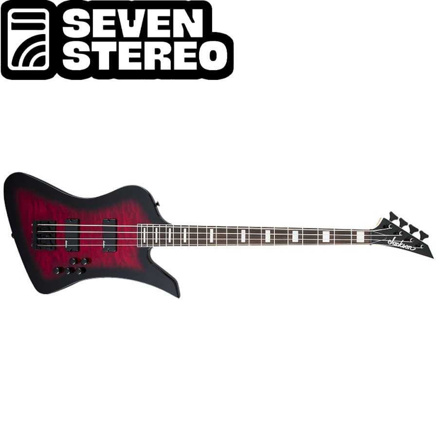 Jackson JS Kelly Bird Bass JS3Q Amaranth FB Transparent Red Burst