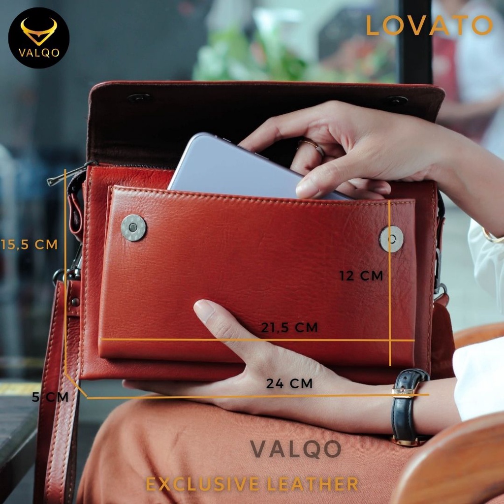 [VALQO] LOVATO Tas Handbag Multifungsi Dompet HP Kulit Sapi Cewek Wanita Perempuan