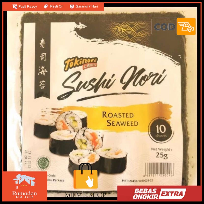 

Tokinori yaki sushi nori halal mui roasted seaweed uk 21x19 cm 10 shee