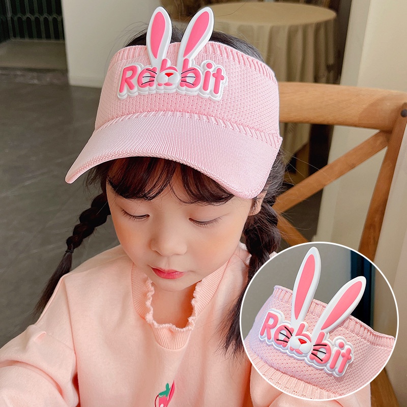 SS Topi Golf Rajut Anak Motif Rabbit Baseball Cap Sport Senam Zumba Jogging Topi Pantai Anak Korea Fashion Visor Hat Anak Murah Import